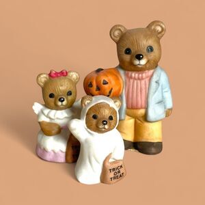 Homco Halloween Bear Figurines Set/3 Porcelain 5209 Spooky Cute